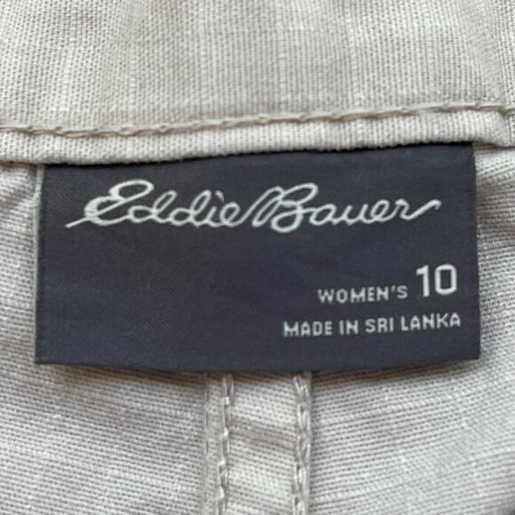 Eddie Bauer Khaki Hiking Shorts Women’s 10 Flat Front 5” Inseam High Waisted - Picture 4 of 10